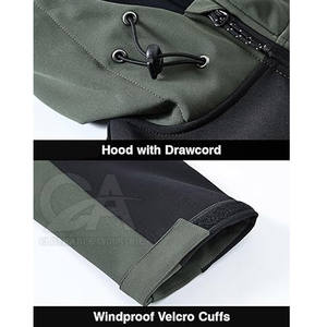 Water Resistant Men Softshell <b>Hoodie</b> OEM Men Softshell Panel Jacket with Hood Windbreaker Fleece <b>Lined</b> hoodies - Product Image 6