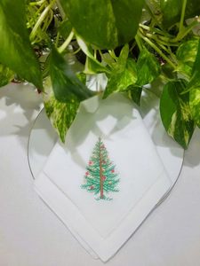 Vente en gros de serviettes de table style moderne faites à la main 100% coton 60x60cm avec bordure brodée à la main imprimée sur mesure pour la maison et le restaurant - Product Image 4
