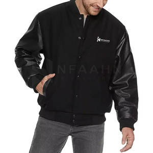 Veste à col montant en faux cuir grande taille pour hommes design Letterman pour l'extérieur vente en gros - Product Image 4