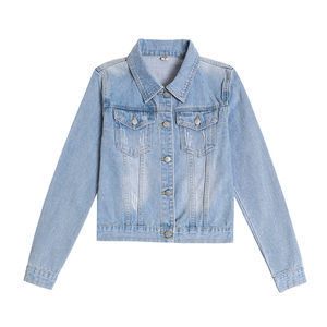 Veste en jean ample à col mandarin pour femme, 100 % coton, personnalisable en gros, imperméable et respirante, style streetwear - Product Image 1
