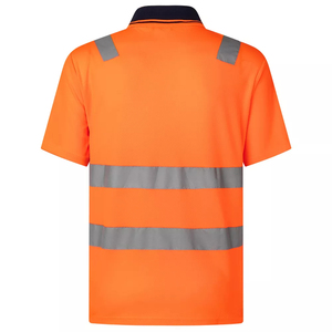 Polo de sécurité à manches courtes personnalisé haute visibilité avec bande réfléchissante chemise de vêtements de travail à sec froid polos à poche bicolore - Product Image 6