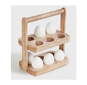 Bandeja de almacenamiento de huevos de madera con forma de gallina, diseño de tendencia, Hotel, hogar, cocina, usos, soporte de madera de acacia para huevos, bandeja de 12 huevos de Color marrón - Product Image 3