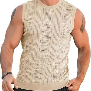 เสื้อแขนกุดถักสำหรับผู้ชายเสื้อลำลองแขนกุดระบายอากาศได้สำหรับใส่ไปทะเลฤดูร้อน - Product Image 1