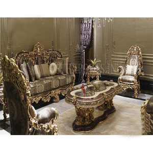 Juego de sofás de madera de teca tallada Royal Rose para sala de estar, muebles de lujo modernos con diseño duradero - Product Image 1