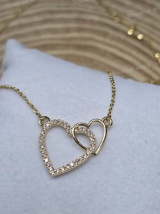 จี้รูปหัวใจคู่ประดับเพชรโมอิสซาไนต์ VVS เงินแท้ 925 สไตล์โรแมนติก - Product Image 1