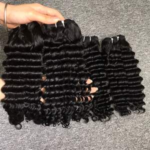 Extensions de cheveux humains bruts à vague profonde naturelle vietnamienne Bundle trame 100g Double dessiné un donneur cheveux tissage fermeture - Product Image 4