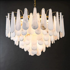 Đá Cẩm Thạch Đồng Teardrop Chandelier Alabaster thiết kế màu trắng với ánh sáng mềm khuếch tán cho ấm mời glow cho khách sạn Singapore - Product Image 5