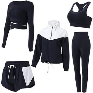 Conjunto de Ropa de Yoga de 5 Piezas de Alta Calidad Personalizable, Traje Deportivo para Correr, Gimnasio, Verano, Fitness, Ajustado, Tallas Grandes, Transpirable para Mujer - Product Image 6