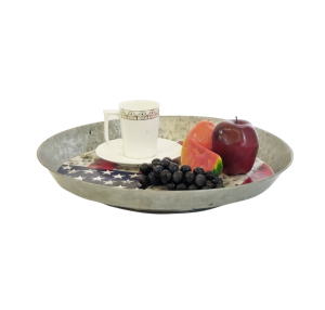 Americana Galvanizado Lazy Suzan Bandeja de servicio giratoria de metal Bandera americana Esmalte Serve-ware - Product Image 1