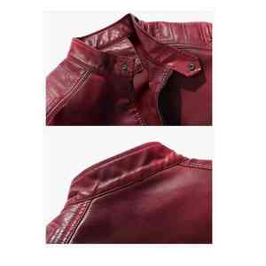 แจ็คเก็ตหนังผู้ชายสีพื้นสไตล์ลำลอง แต่งผ้าแคนวาส คอตั้ง โลโก้ด้านหน้า ระบายอากาศได้ดีและสามารถกลับด้านได้ - Product Image 4