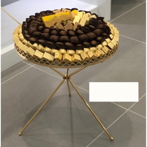 Elegant Latest Design <b>Ramadan</b> Decor <b>Chocolate</b> Serving Tray High Quality Stainless Steel With Leaf Designer Handle Tray - Product Image 6