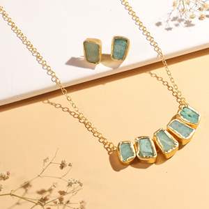 Ensemble de colliers à fines chaînes éclat émeraude - Product Image 1