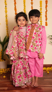 BACHPAN NAZAKAT SHARARA ensemble filles col rond imprimé Churidar costume pour filles moderne coton mariage et robe de soirée pour les enfants - Product Image 2
