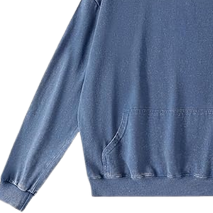 Sweat-shirt à capuche bleu délavé, style vintage, en molleton de coton doux, décontracté, streetwear, pour l'hiver - Product Image 3