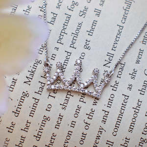 NOVAMART Fine Zarkan 925 Silver Queen Crown Necklace Trendy Gold Plated Brass <b>Copper</b> Alloy Zircon Stone with Link <b>Chain</b> for Gift - Product Image 1