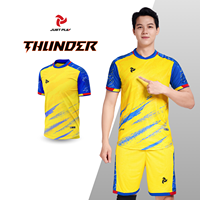 Promo Panas Jersey Sepak Bola Pendek Unisex Model Terbaru Bahan Bernapas Seragam Tim Berkualitas Tinggi Dapat Disesuaikan Thunder JP Ramah Lingkungan Cepat Kering