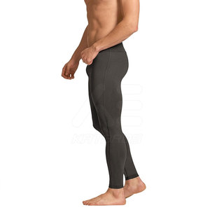 Men Mid Waist Full Length Leggings Solid Color Seamless Sweat-Wicking Breathable Quick Dry Elastic Waist Spandex Polyester <b>Pants</b> - Product Image 5