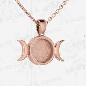 Colgante de Plata de Ley 925 con Engaste de Media Luna Redonda de 8 mm para Guardar Cenizas, Resina o Leche Materna, con Cadena de 18 Pulgadas - Product Image 3