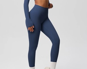 Mid Waist Yoga <b>Leggings</b> Custom Logo High Quality Knitted Seamless Breathable Nylon/Spandex for Women - Product Image 3