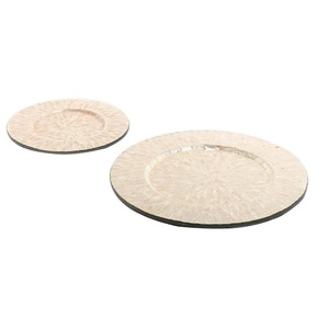 Restaurant And Hotel Catering Food Salad <b>Serving</b> Rounded Wooden <b>Platter</b> Bone Inlay Finishing Best Quality Wooden Charger Plate - Product Image 4