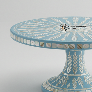 Support à gâteau en incrustation de nacre bleue fabriqué à la main piédestal luxueux pour desserts et décoration - Product Image 4