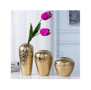 Ensemble de vases à fleurs en laiton de luxe grand décor de table design martelé incroyable vase à fleurs moderne de table avec motif de logo - Product Image 5