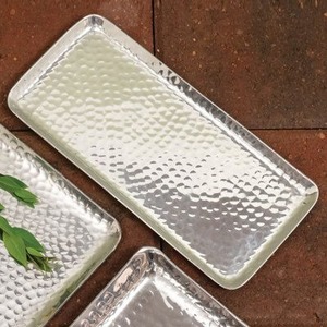 Plateau de service rectangulaire moderne en acier inoxydable, finition miroir, plateau à nourriture en métal pour hôtel, restaurant - Product Image 5