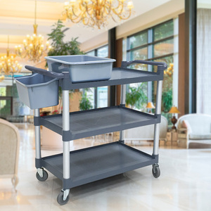 <span class=keywords><strong>Chariot</strong></span> de transport de plats chauds pour cuisine commerciale <span class=keywords><strong>chariot</strong></span> de service de chambre en plastique PP étagère à plateau <span class=keywords><strong>chariot</strong></span> roulant utilitaire à 3 niveaux - Product Image 2