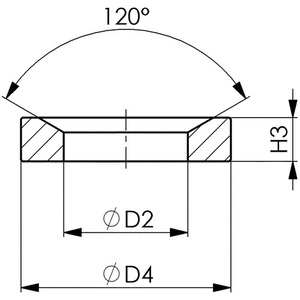 Tornillo cónico DIN 6319D para tornillos M12 con diámetro interior de 14,2 mm, ángulo cónico de 120°, producto de ferretería AMF - Product Image 3