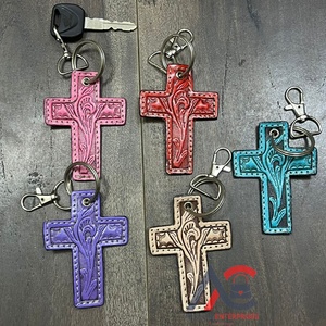 Llavero de Cuero Vacuno Hecho a Mano de Alta Calidad, Diseño Cruzado, Moderno, para Regalos Unisex, Último Modelo 2025 - Product Image 1