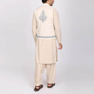 Chaleco de lona transpirable sin mangas de nuevo diseño para hombre, cuello mandarín, ropa exterior cómoda, temporadas de otoño, Mehndi, eventos altos - Product Image 4