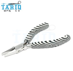 Alicates de joyería de acero inoxidable 2023 de alta calidad, mango de agarre en forma de cebra, fabricación de joyas, alicates de junta de caja de nariz plana - Product Image 1