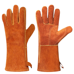 ถุงมือหนังวัวแยกแบบเสริมประสิทธิภาพเสื้อผ้านิรภัยสะท้อนแสงสารหน่วงไฟสำหรับพนักงานดับเพลิง - Product Image 1