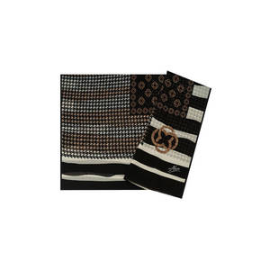 Black Printed Polyester Square Scarf - Product Image 1