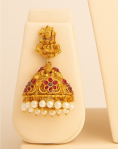 ชุดสร้อยคอเจ้าสาว Royal kundan ด้วยหินสีแดงและสีขาวสำหรับผู้หญิงชุดตกแต่งสีทองสูงเหมาะสำหรับงานปาร์ตี้ - Product Image 6