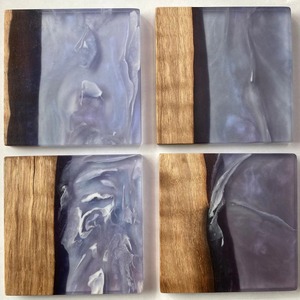 ที่รองแก้วไม้เรซิ่นหรูหราไม่เหมือนใครแผ่นรองแก้วชายหาดสำหรับงานแต่งงานชุดของขวัญส่วนบุคคลแผ่นรองเครื่องดื่มสไตล์คลาสสิกที่แกะสลัก - Product Image 4