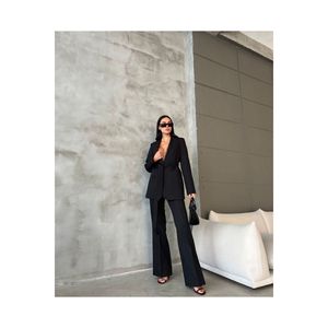 Giacca Blazer da donna con cintura a gamba larga completo completo elegante - Product Image 1