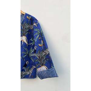 Handmade Quilted Animal Print Cotton <b>Jacket</b> Summer/Winter Coat with Custom Logo Autumn/<b>Blazer</b>/ Spring Style <b>Leather</b> Shell - Product Image 5