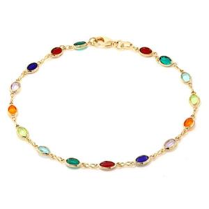 Cavigliera Placcata in Oro Giallo 18K con Strass e Conchiglia, Bracciale Gioiello Personalizzato con Diamanti Incastonati - Product Image 1