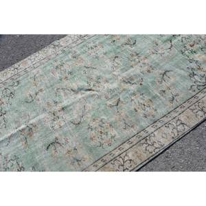 Tapis turc vintage grande surface 5.2 x 8.7ft classique vert beige patchwork design fait à la main laine latex pour couloir chambre décor - Product Image 5