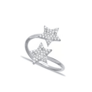 Double face CZ Stone Star Wrap Ring Turkish Silver Women Wholesale 925 Sterling Silver Jewelry - Product Image 2