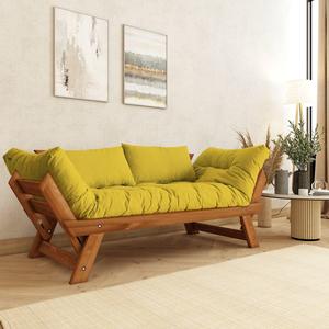 CPT8163-210 per divano 2 posti in tinta unita Adalar in Teak-giallo - Product Image 1