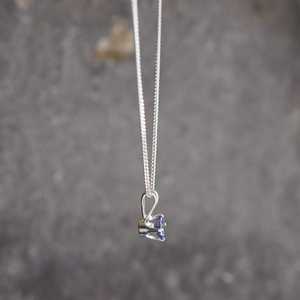 Collier avec pendentif rond en Tanzanite naturelle, en argent Sterling 925, 5mm, boîte-cadeau, bijoux élégants en pierres précieuses pour femmes - Product Image 2