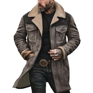 Veste en daim pour homme avec doublure en fourrure chaude, manteau d'hiver vintage - Product Image 3