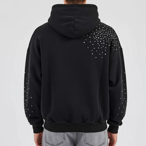 Dernier modèle Design Street Style pour hommes Sweats à capuche en strass à épaules tombantes Couleur personnalisée Offre Spéciale Sweats à capuche en strass à épaules tombantes - Product Image 2