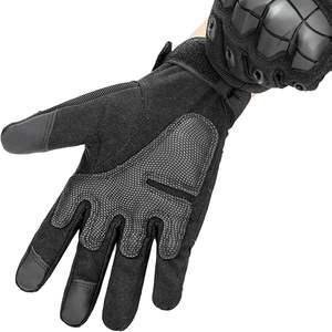 ถุงมือยุทธวิธีนิรภัยหนังสีดำสำหรับฝึกซ้อมและยิงปืนกลางแจ้ง - Product Image 3