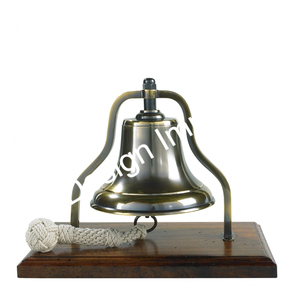 Office <b>Decorative</b> Desktop <b>Nautical</b> Ship Wheel Brass Hanging Bell Pen Stand With Wood Base Luxury Gift Items Interior <b>Decoration</b> - Product Image 6