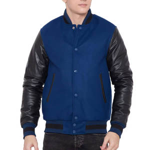Chaqueta Universitaria de Béisbol Personalizada al por Mayor, de Cuero y Lona, para Hombre, Resistente al Viento y Transpirable - Product Image 6