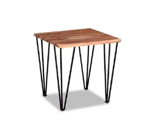 Mesa auxiliar cuadrada de madera maciza, mesa de centro, patas de Metal, mesa de comedor con revestimiento negro para sala de estar de ocio - Product Image 1