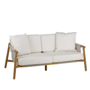 Canapé minimaliste structure en bois siège rembourré neutre dossier souple - Product Image 1